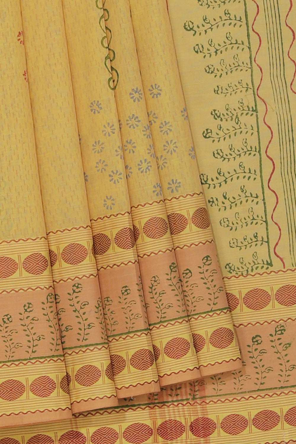 Hand block printed cotton saree
