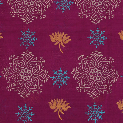 Hand block printed cotton saree