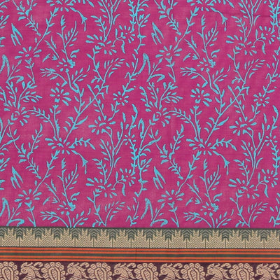 Hand block printed cotton saree