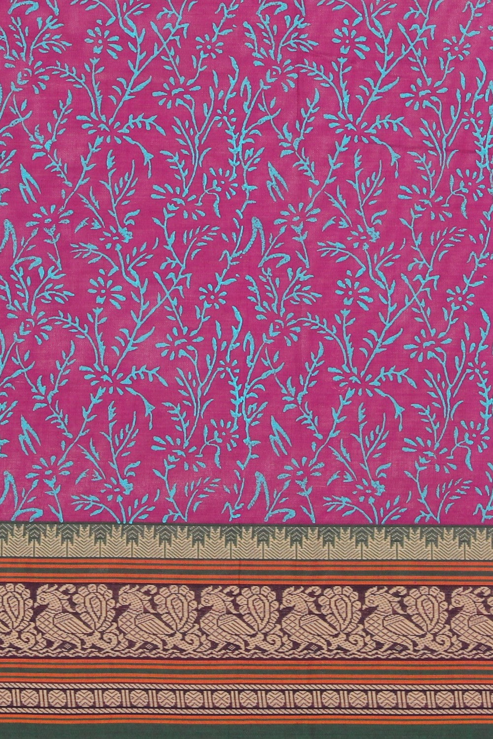 Hand block printed cotton saree