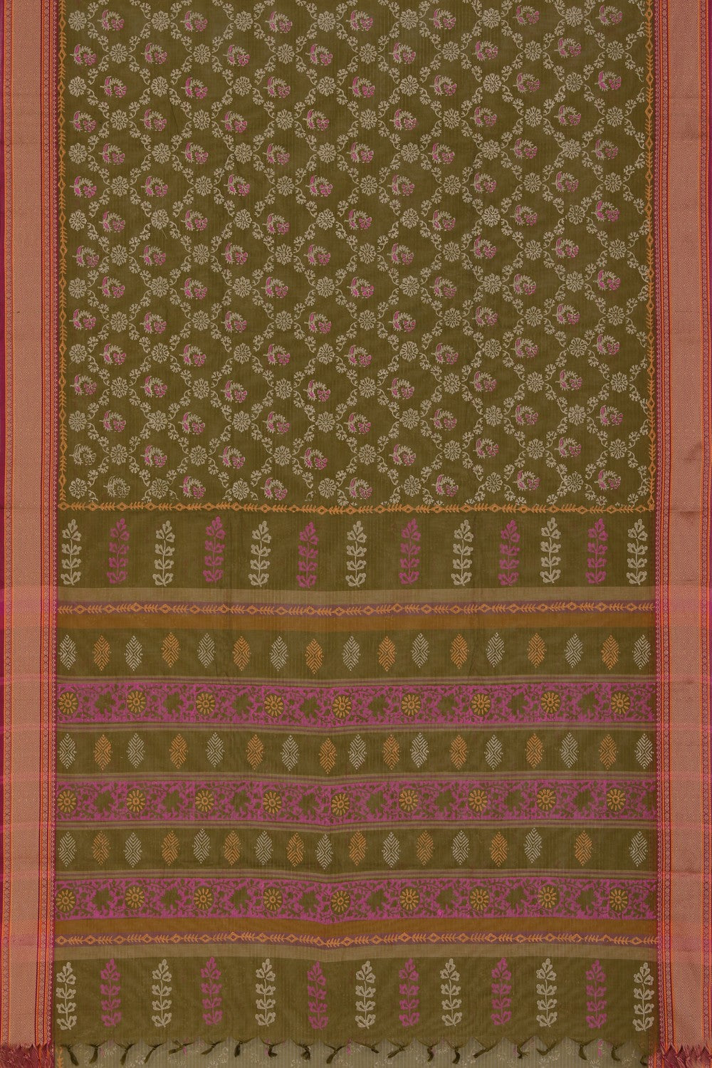 Hand block printed cotton saree