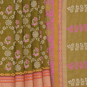 Hand block printed cotton saree
