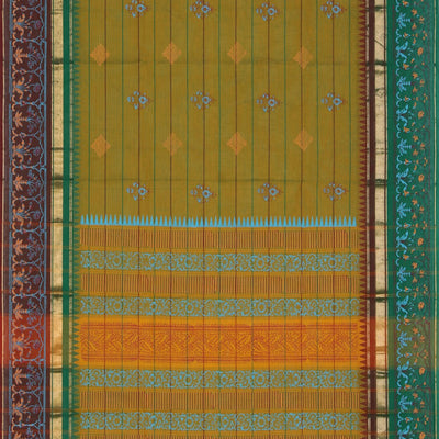 Hand block printed cotton saree