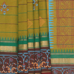 Hand block printed cotton saree