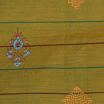 Hand block printed cotton saree