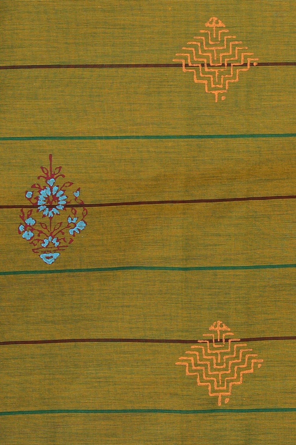 Hand block printed cotton saree