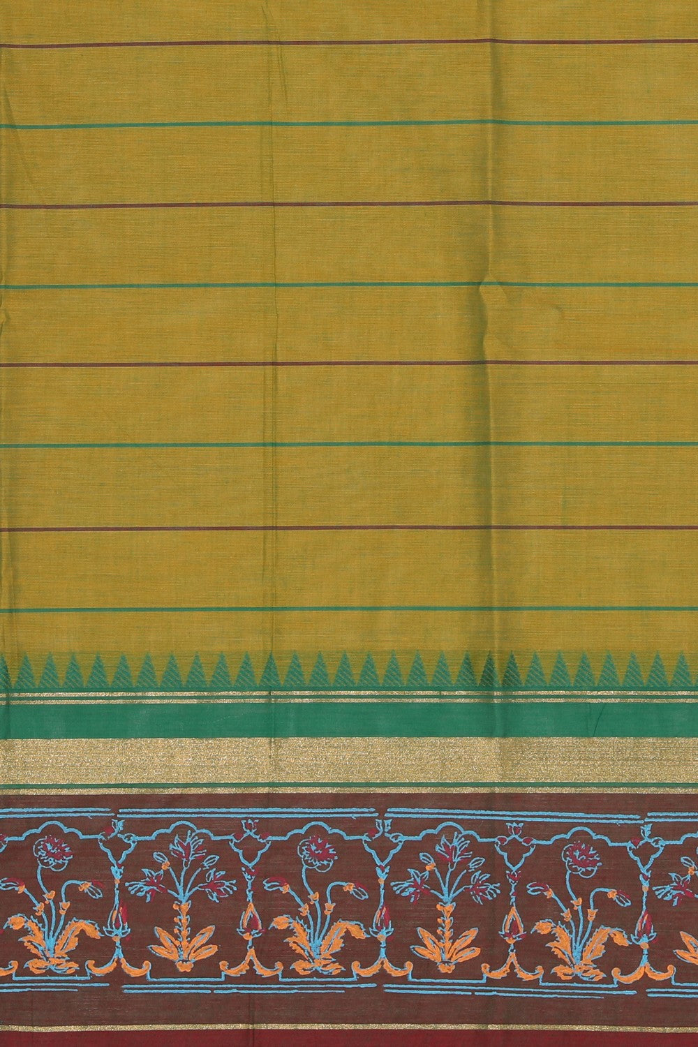 Hand block printed cotton saree