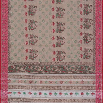 Hand block printed cotton saree