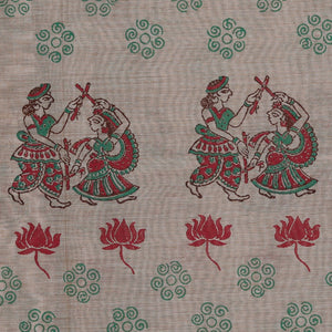 Hand block printed cotton saree
