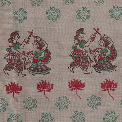 Hand block printed cotton saree