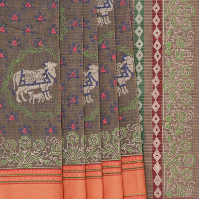 Hand block printed cotton saree