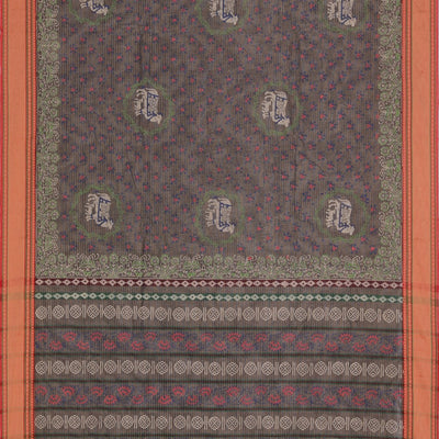 Hand block printed cotton saree