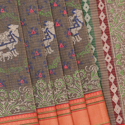 Hand block printed cotton saree