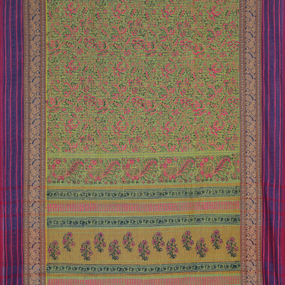 Hand block printed cotton saree