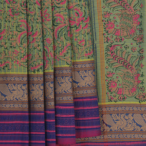 Hand block printed cotton saree