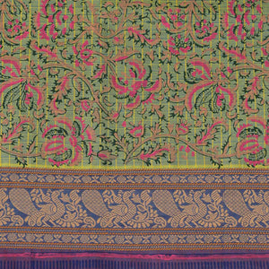 Hand block printed cotton saree