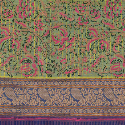 Hand block printed cotton saree