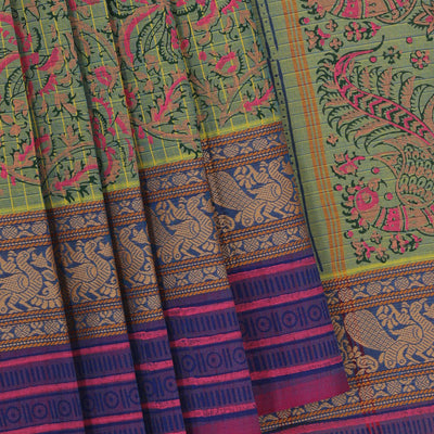 Hand block printed cotton saree