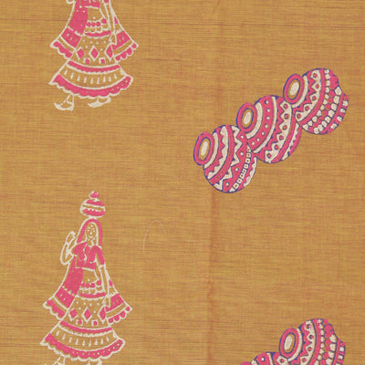 Hand block printed cotton saree