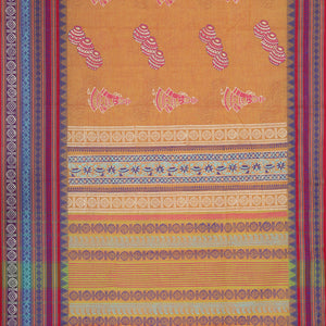 Hand block printed cotton saree