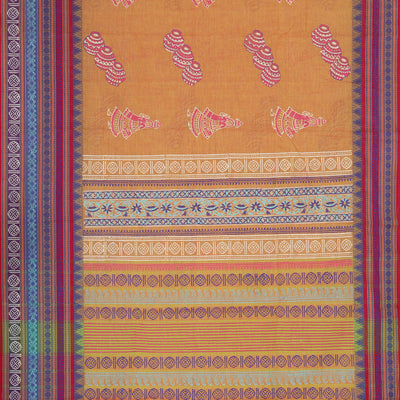 Hand block printed cotton saree