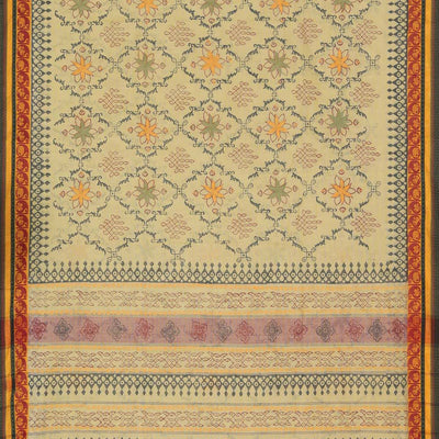 Hand block printed cotton saree