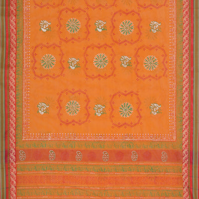Hand block printed cotton saree