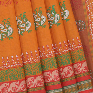 Hand block printed cotton saree