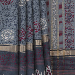 Hand block printed cotton saree