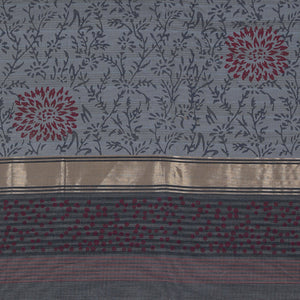 Hand block printed cotton saree