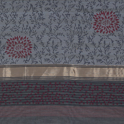 Hand block printed cotton saree