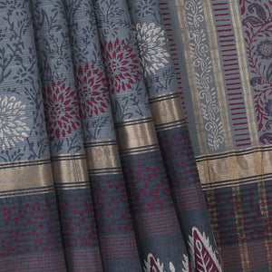 Hand block printed cotton saree