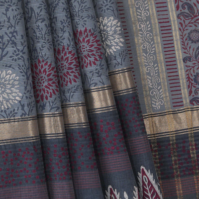 Hand block printed cotton saree