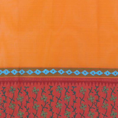 Hand block printed cotton saree
