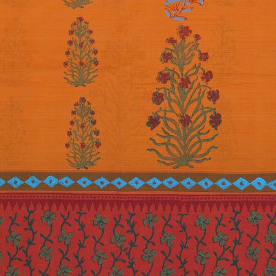 Hand block printed cotton saree