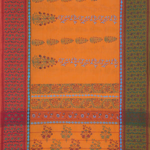 Hand block printed cotton saree