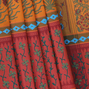 Hand block printed cotton saree
