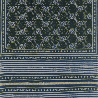 Indigo Bagru Cotton saree