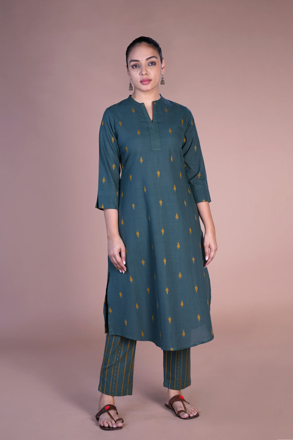 Dark teal kurti and pants set