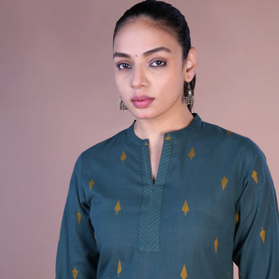 Dark teal kurti and pants set