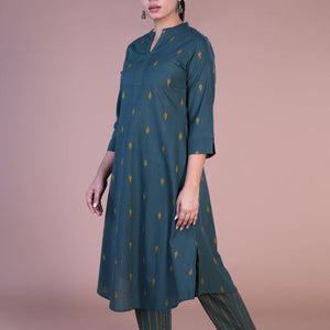 Dark teal kurti and pants set
