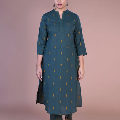 Dark teal kurti and pants set