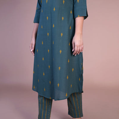 Dark teal kurti and pants set
