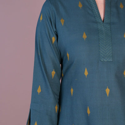 Dark teal kurti and pants set