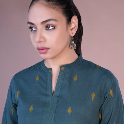 Dark teal kurti and pants set