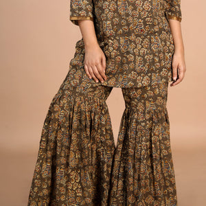 Cotton Kalamkari handblock printed Sharara suit set