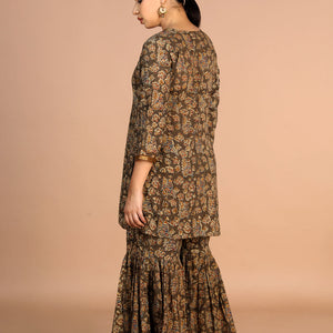 Cotton Kalamkari handblock printed Sharara suit set