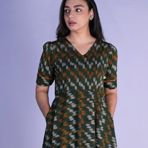 Handwoven cotton Pochampally Ikat dress
