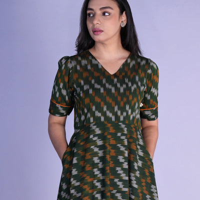 Handwoven cotton Pochampally Ikat dress