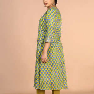 Floral Sanganeri handblock printed cotton Kurti